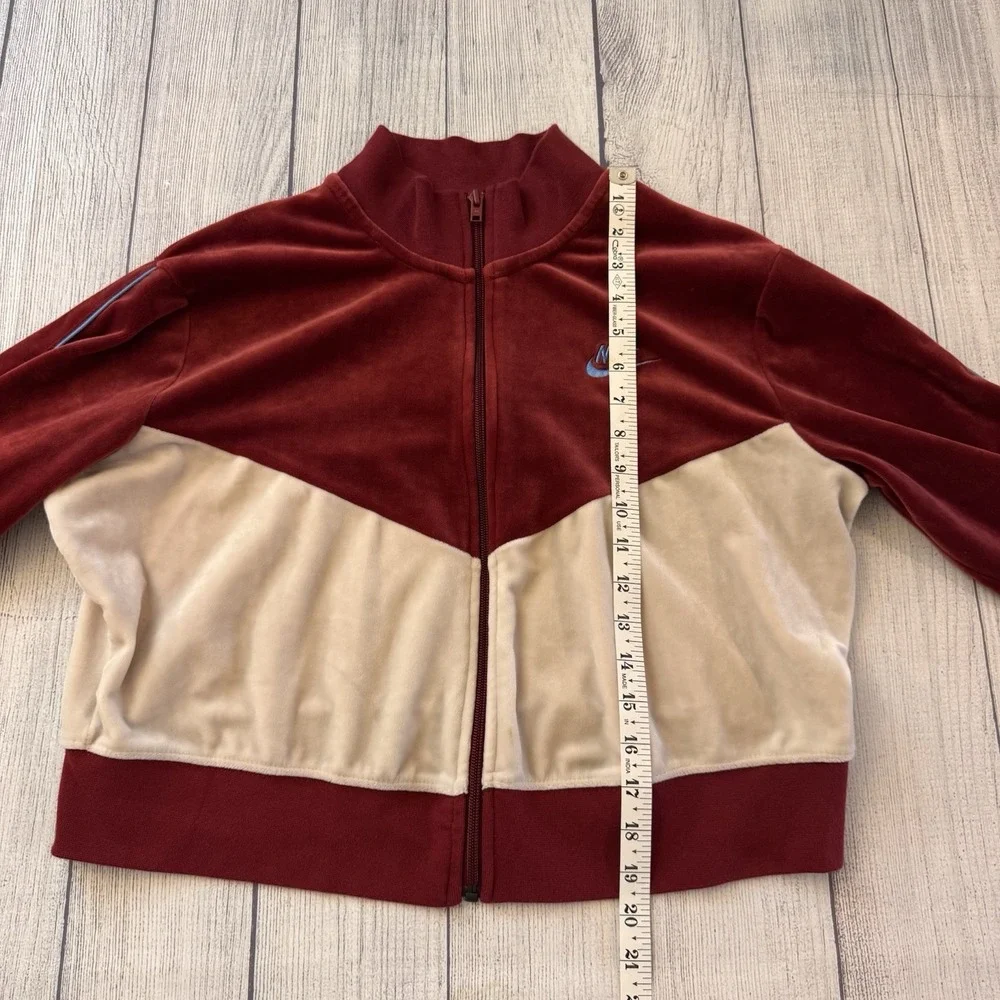NIKE Women's Sportswear Velour Color Block Zip Active Jacket Red Size Large
